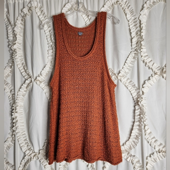 Aerie Orange Brown Open Knit Tank Top size XXL - Picture 2 of 5